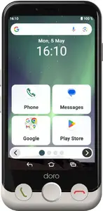 Viedtālrunis Doro Aurora A10 Dual SIM Android 14 4G MediaTek MT6769Z 4GB RAM 64GB Atmiņa 13MP Kamera 3000mAh Akumulators Melns un Balts