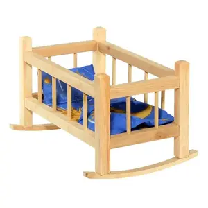 Koka leļļu šūpulis KITI Baczek Medium ar spilventiņu, iepakojums 207×341×194 mm