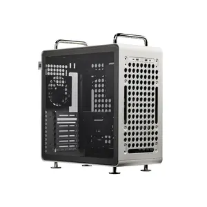 Cooler Master QUBE 540 Midi Tower Sudraba datora korpuss ar ATX un SFX barošanas bloku atbalstu, rūdīto stiklu un USB 3.2 Gen 2x2 Type-C