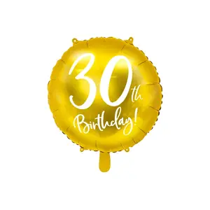 Rotaļlietu balons PartyDeco FB24M-30-019-KARTON, folija, zelta un balts, iepakojumā 50 gab.