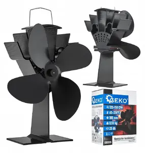 GEKO termoelektriskais kamīna ventilators darbināms ar siltumu bez elektrības malkas plītīm un krāsnīm