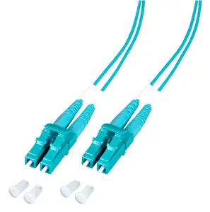 electro base LC/UPC-LC/UPC Multimode 50/125 OM3 Duplex LSZH Aqua Fiber Optic Patch Cable 5m LC-4.3-1U5