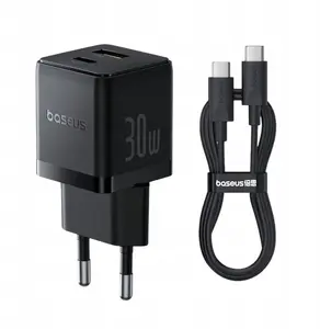 Baseus Palm Sienas ātrais lādētājs 30 W USB un USB-C Quick Charge 3.0 Power Delivery 3.0 ar USB-C kabeli