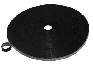 DELTACO CM1025S Hook & loop cable tie Velcro Black 25000 mm length 10 mm width