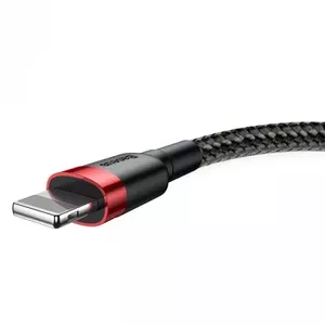 USB-A uz Lightning kabelis Baseus CALKLF-C19 2 m — alumīnija korpuss, 1.5 A, melni-sarkans