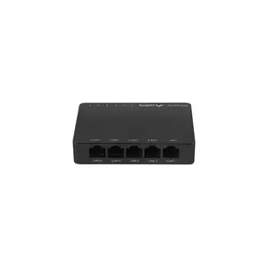 Unmanaged network switch LANBERG DSP2-1005-12V — 5× Gigabit RJ-45, 10 Gbit/s switching, AC adapter included