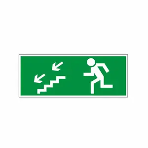 Evacuation direction sticker OEM 100-07208, size 20 x 8 cm, adhesive safety sign
